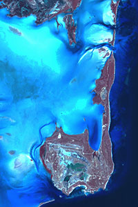 satellite image from the Caicos islands